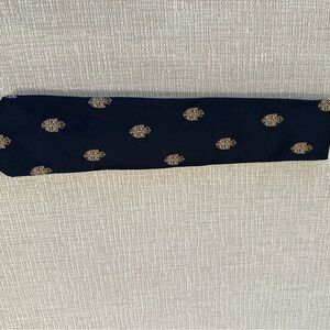 Ralph Lauren Navy Blue Tie with Gold Accents
